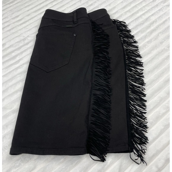 Western Wear INC Women's Fringe-Trim Denim Black Skirt Size 14 - Picture 9 of 9